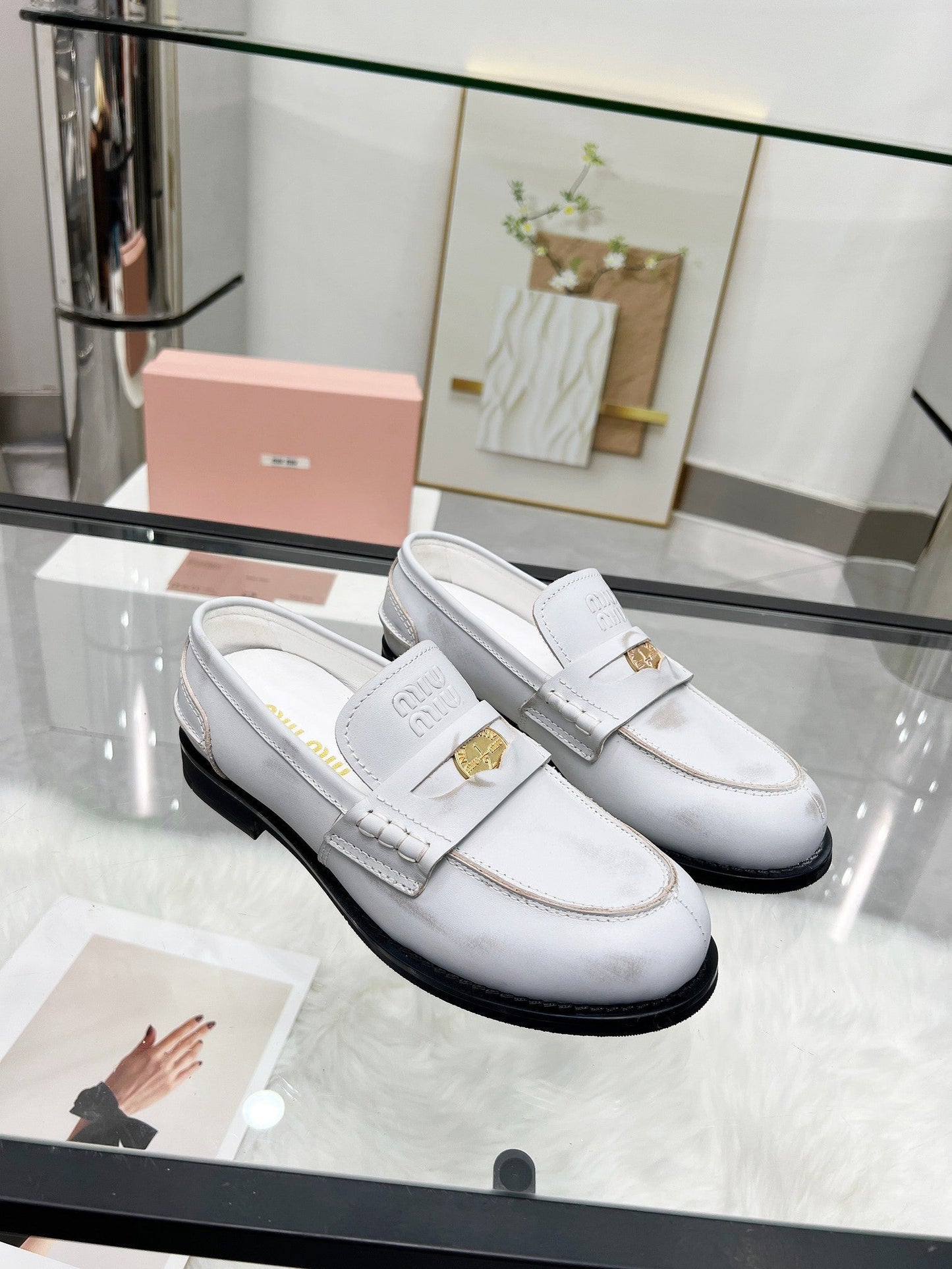 PENNY LOAFERS IN WHITE BLEACHED CALFSKIN - 35