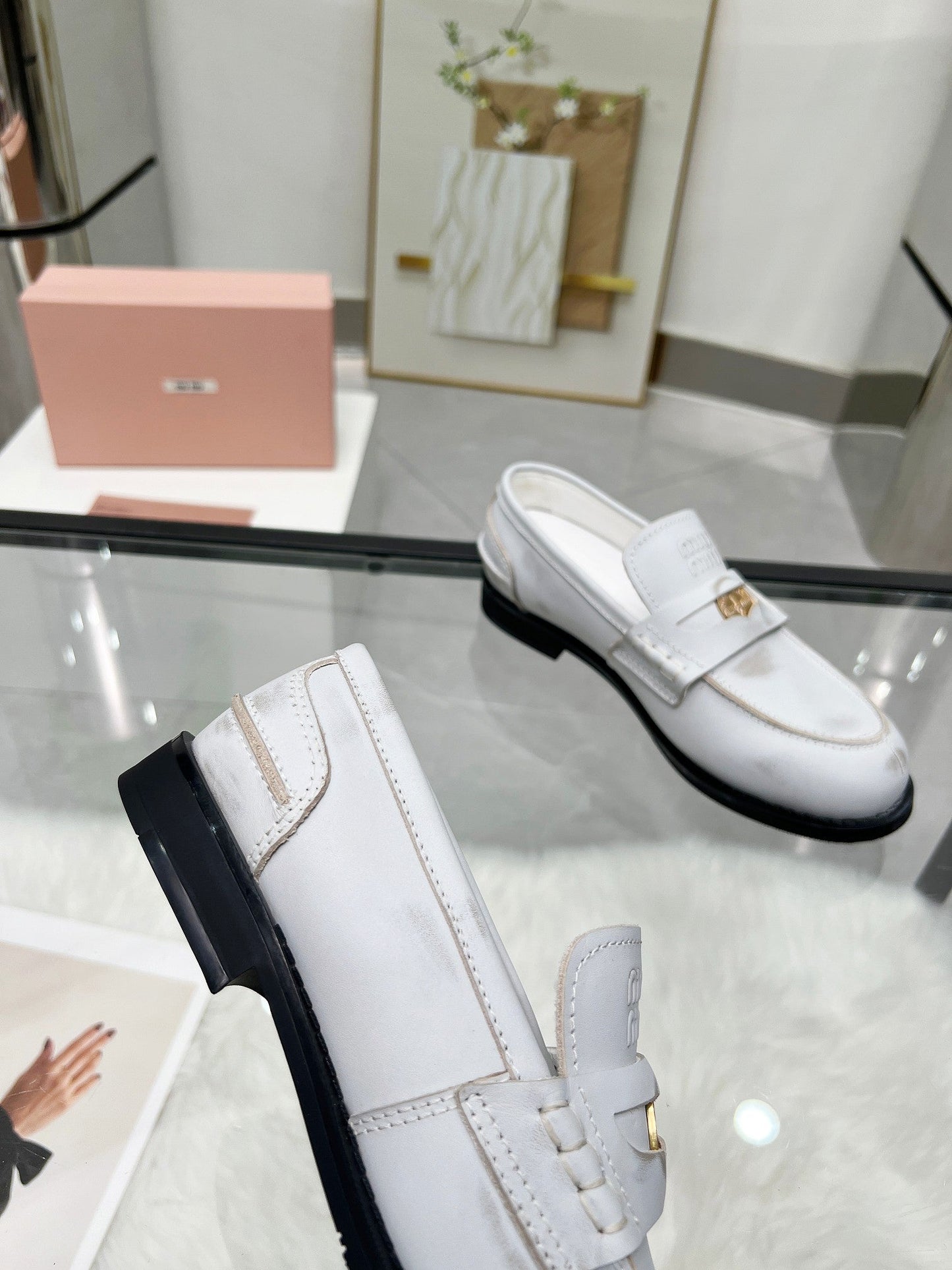 PENNY LOAFERS IN WHITE BLEACHED CALFSKIN - 35