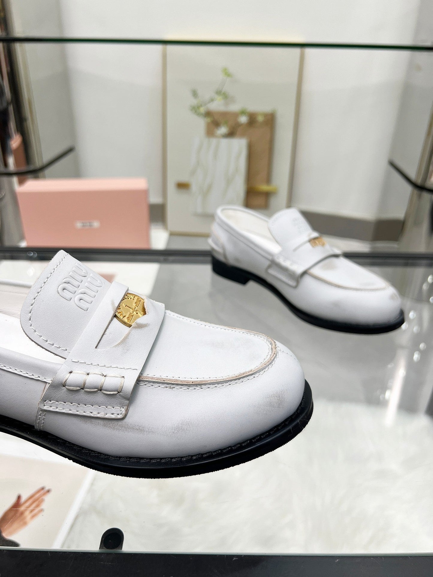 PENNY LOAFERS IN WHITE BLEACHED CALFSKIN - 35