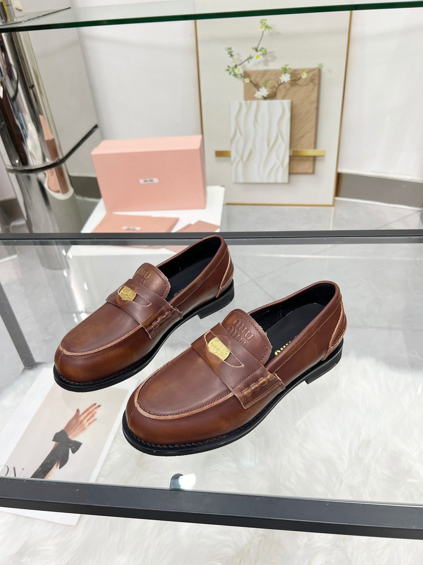 PENNY LOAFERS IN BROWN BLENDED CALFSKIN - 35