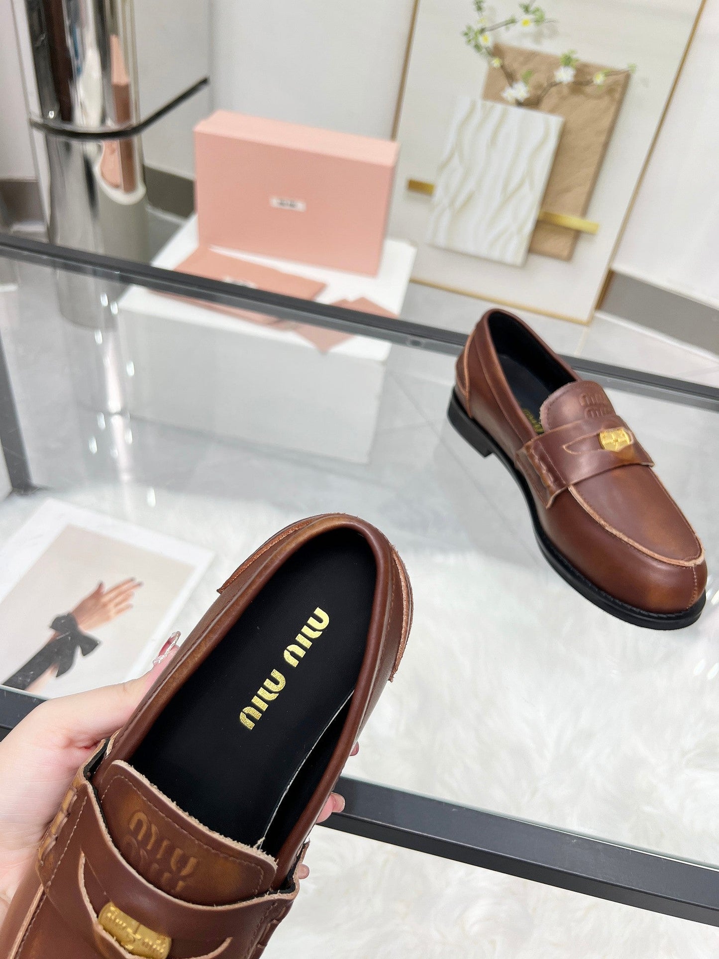 PENNY LOAFERS IN BROWN BLENDED CALFSKIN - 35