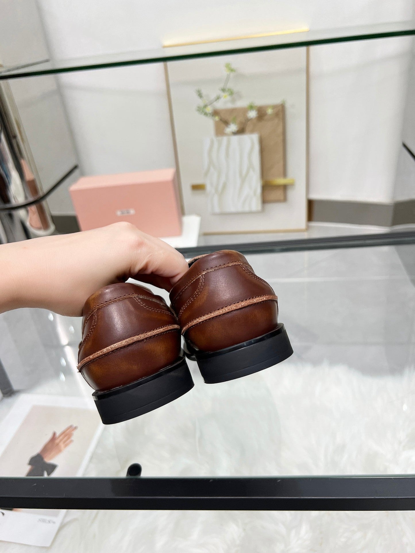 PENNY LOAFERS IN BROWN BLENDED CALFSKIN - 35
