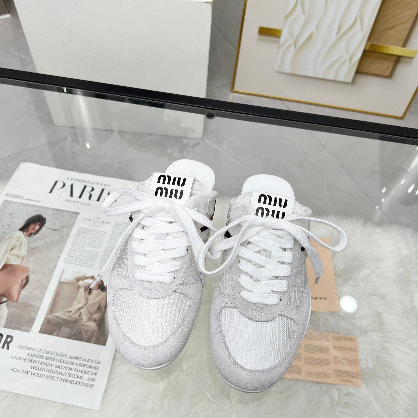 GYMNASIUM SNEAKERS MULES LIGHT GREY SUEDE AND WHITE TECHNICAL FABRIC - 35