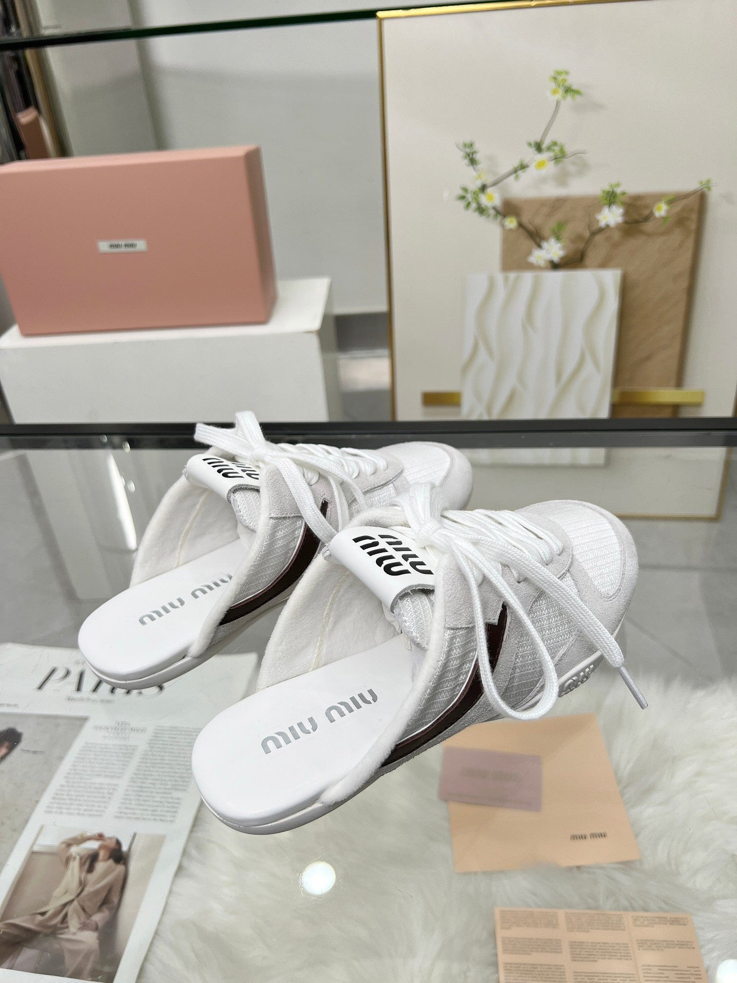 GYMNASIUM SNEAKERS MULES LIGHT GREY SUEDE AND WHITE TECHNICAL FABRIC - 35