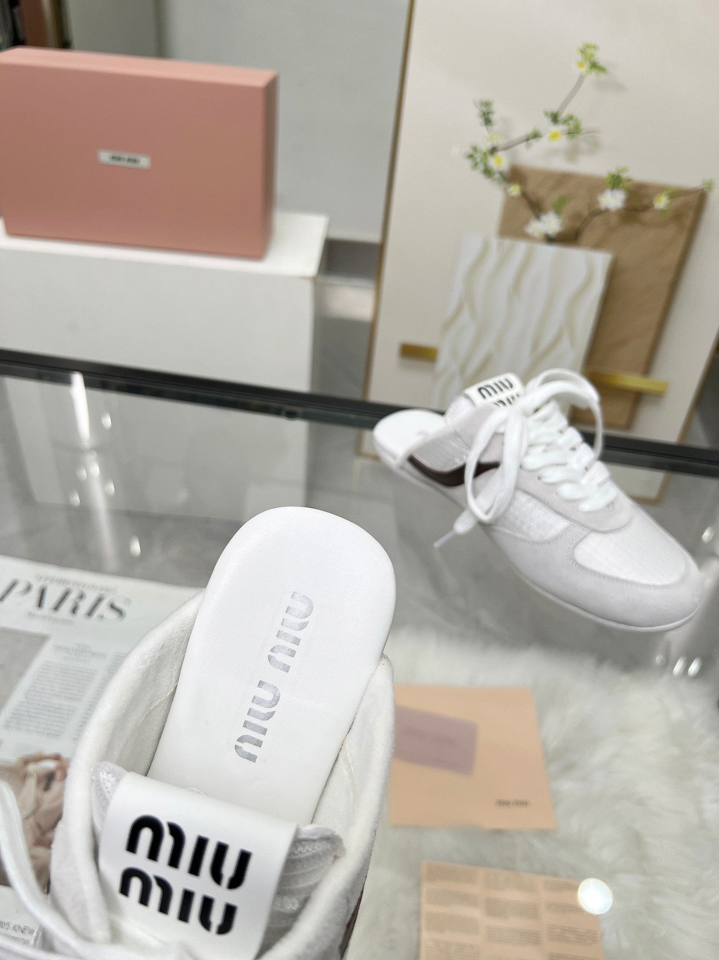 GYMNASIUM SNEAKERS MULES LIGHT GREY SUEDE AND WHITE TECHNICAL FABRIC - 35