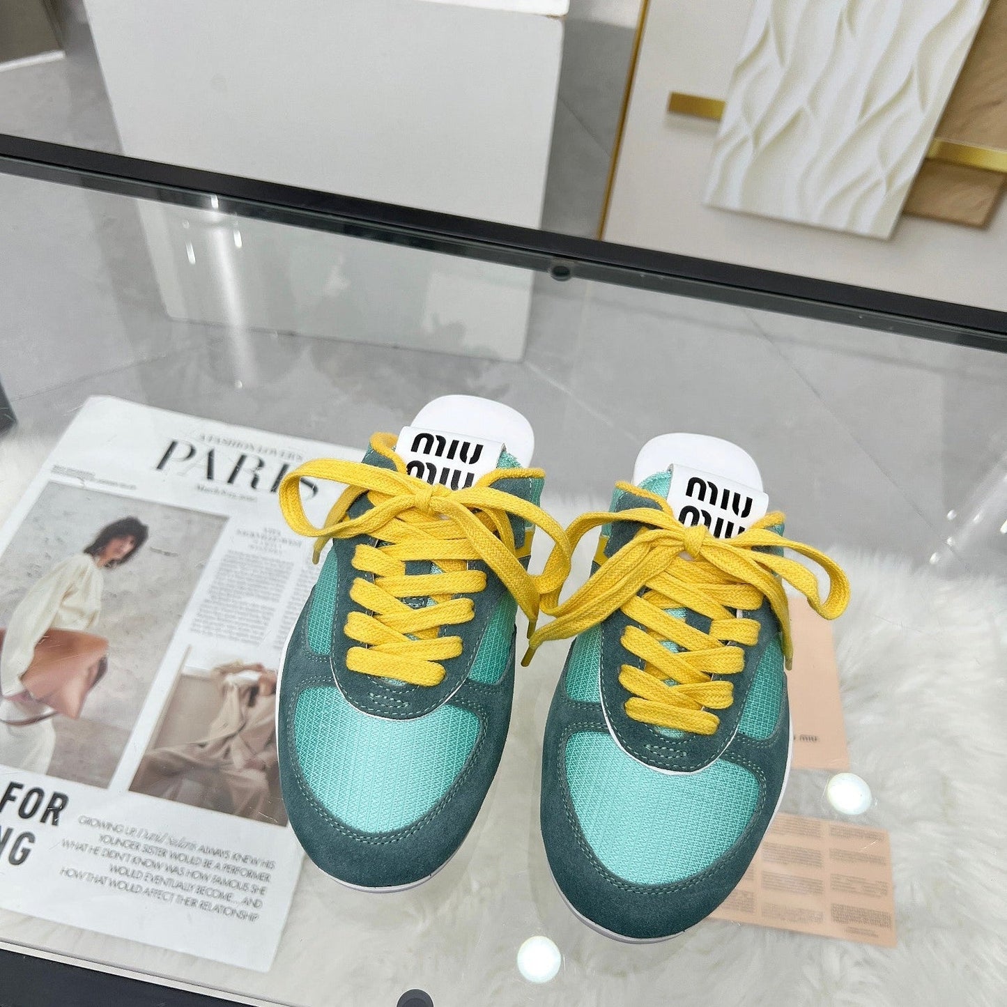 GYMNASIUM SNEAKERS MULES PERSIAN SUEDE AND DARK GREEN TECHNICAL FABRIC - 35