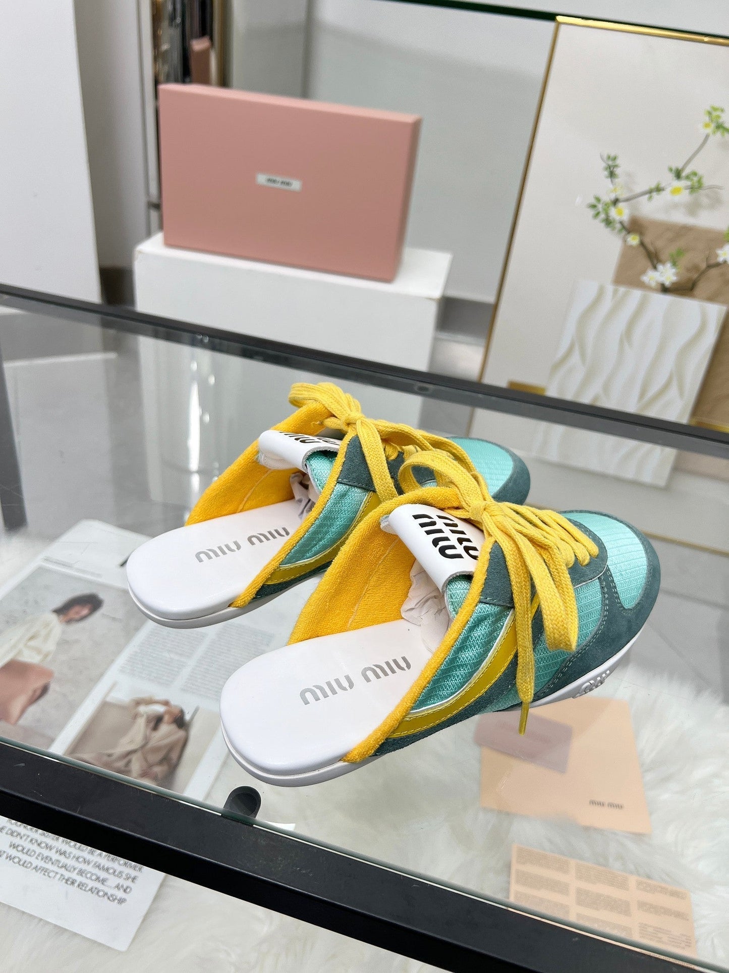 GYMNASIUM SNEAKERS MULES PERSIAN SUEDE AND DARK GREEN TECHNICAL FABRIC - 35
