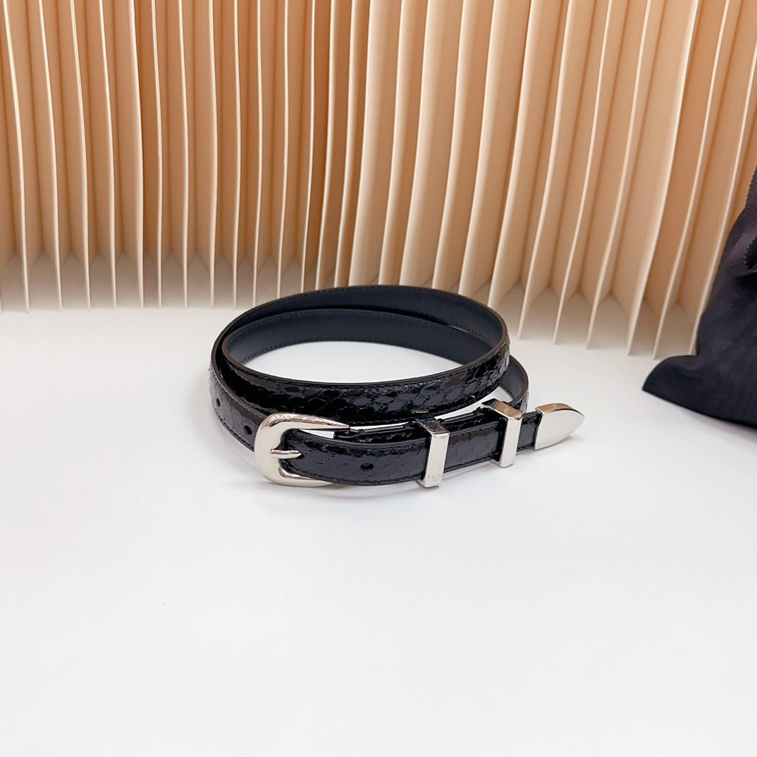 Small Western Belt 18mm Black Patent Embossed Calfskin Shw - 30