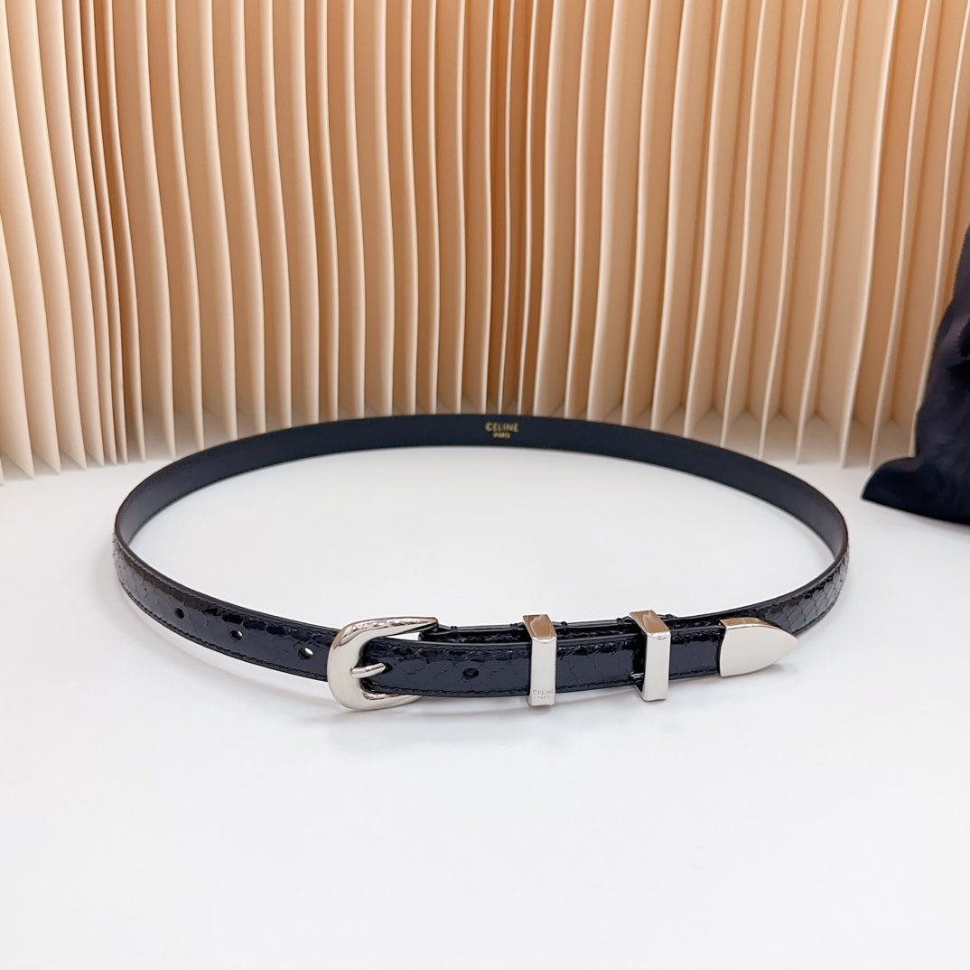Small Western Belt 18mm Black Patent Embossed Calfskin Shw - 30