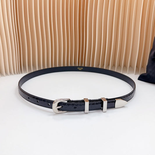 Small Western Belt 18mm Black Patent Embossed Calfskin Shw - 30
