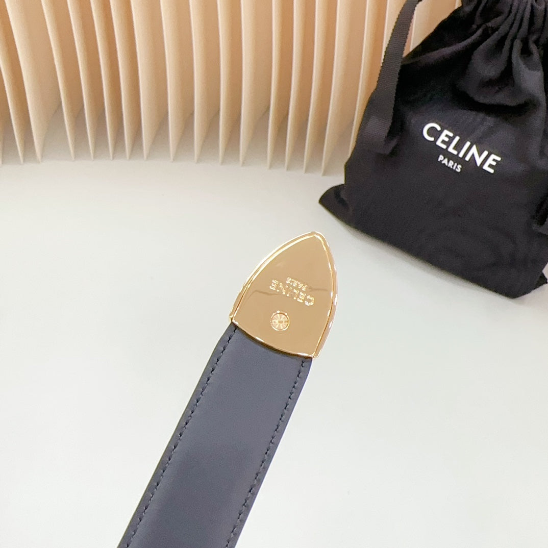Medium Western Belt 25mm Black Calfskin Gold Loop Ghw - 30