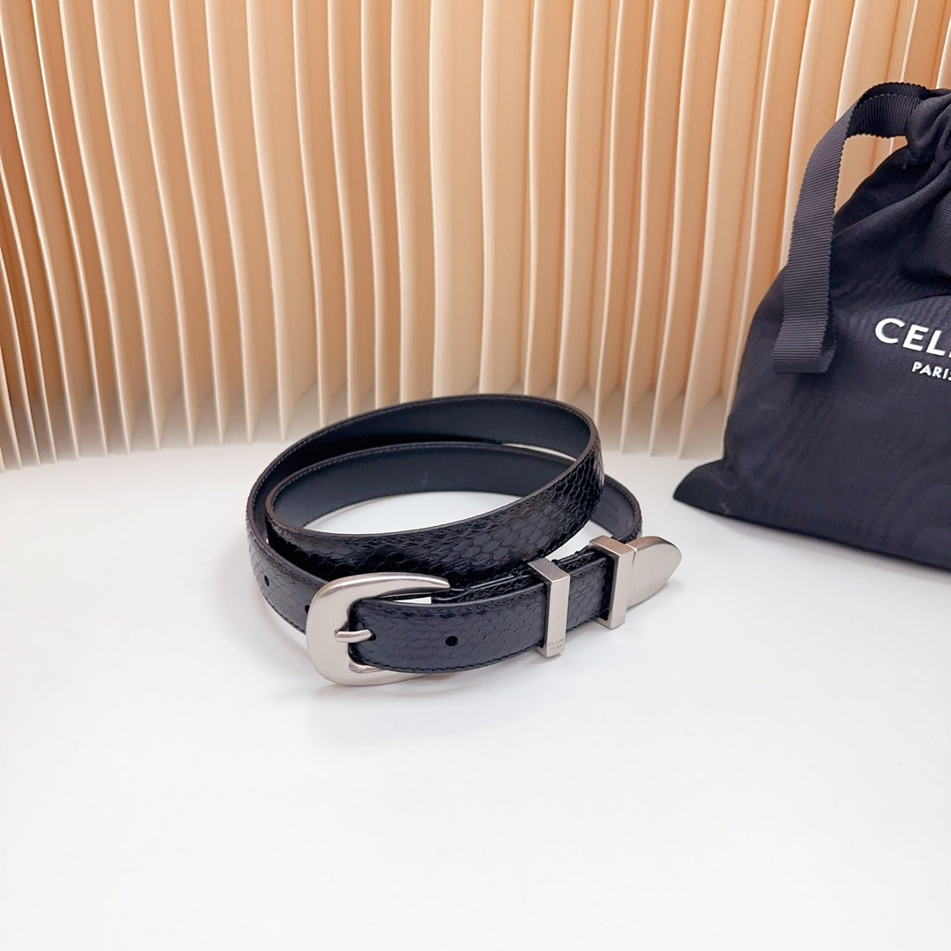 Medium Western Belt 25mm Black Snake Embossed Calfskin Shw - 30