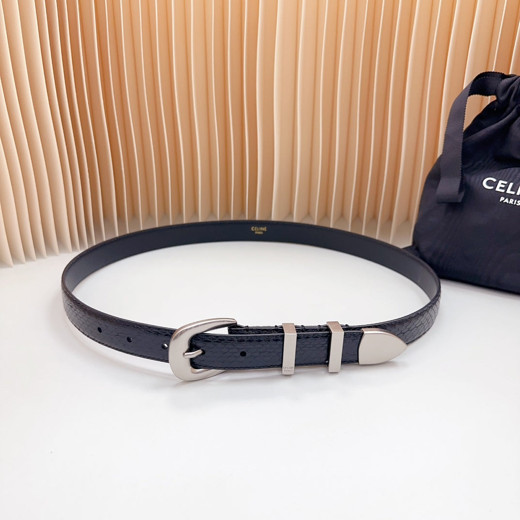 Medium Western Belt 25mm Black Snake Embossed Calfskin Shw - 30