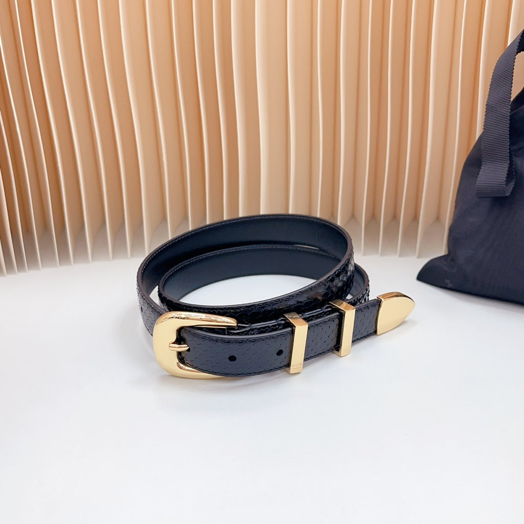 Medium Western Belt 25mm Black Snake Embossed Calfskin Ghw - 30