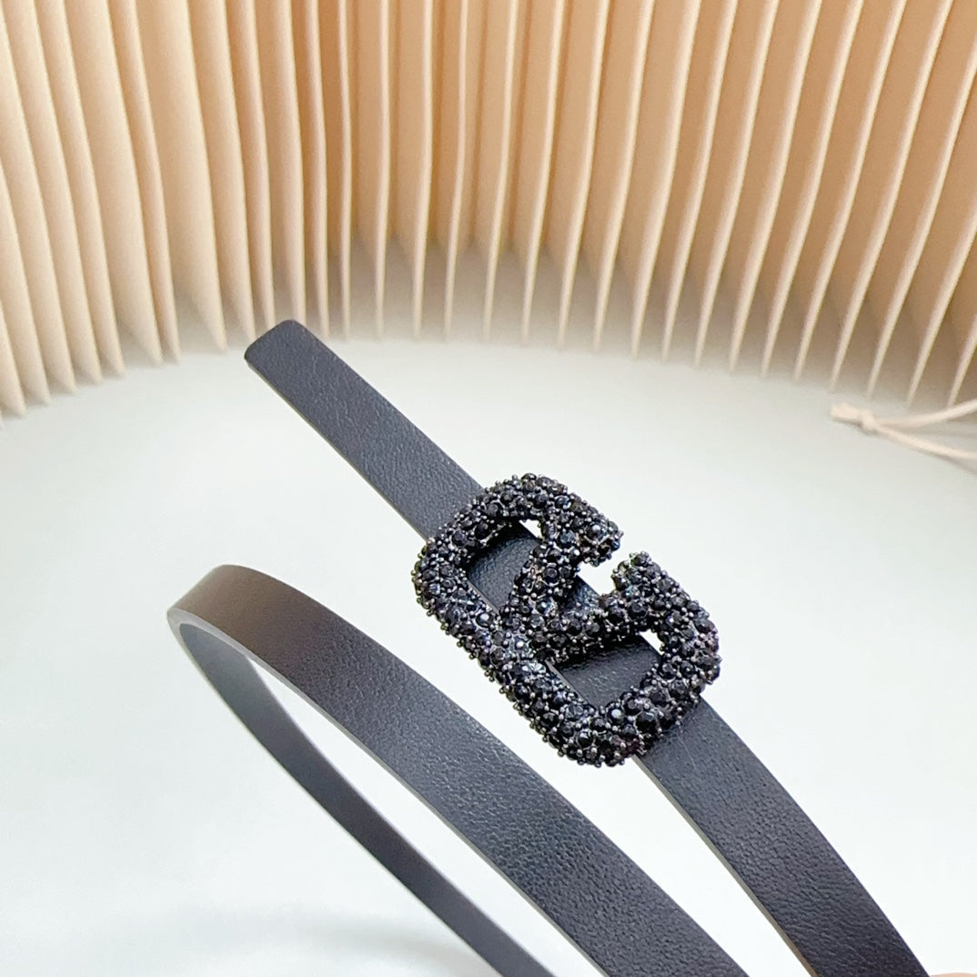 VL Belt 8mm Buckle Black Diamond Leather Black - 30