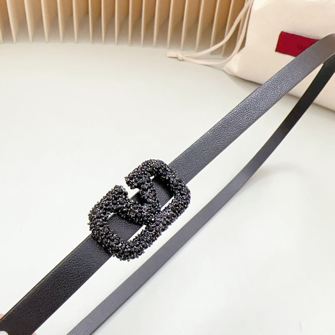 VL Belt 8mm Buckle Black Diamond Leather Black - 30