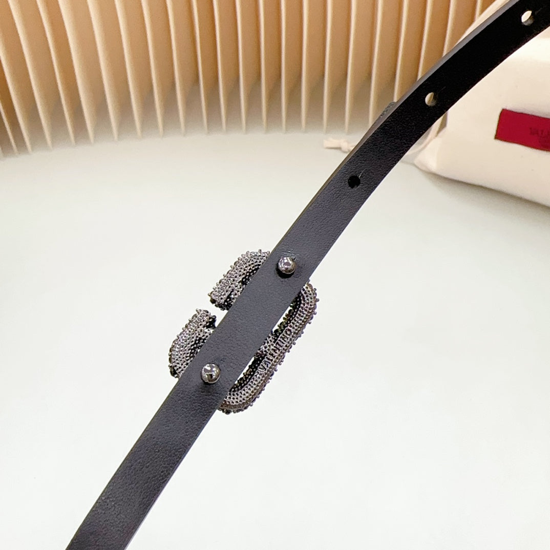 VL Belt 8mm Buckle Black Diamond Leather Black - 30