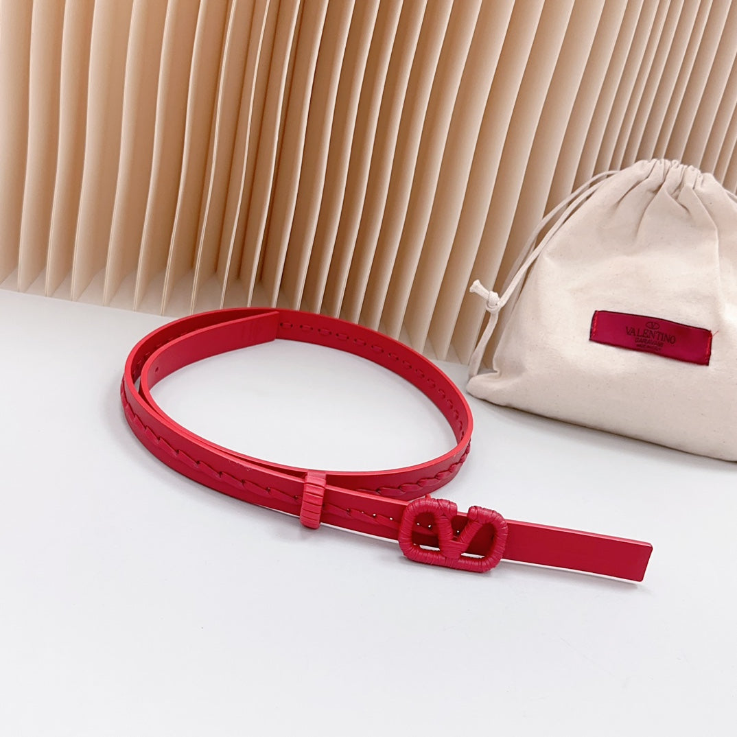 Vlogo Red Leather Buckle 20mm Red Belt - 30