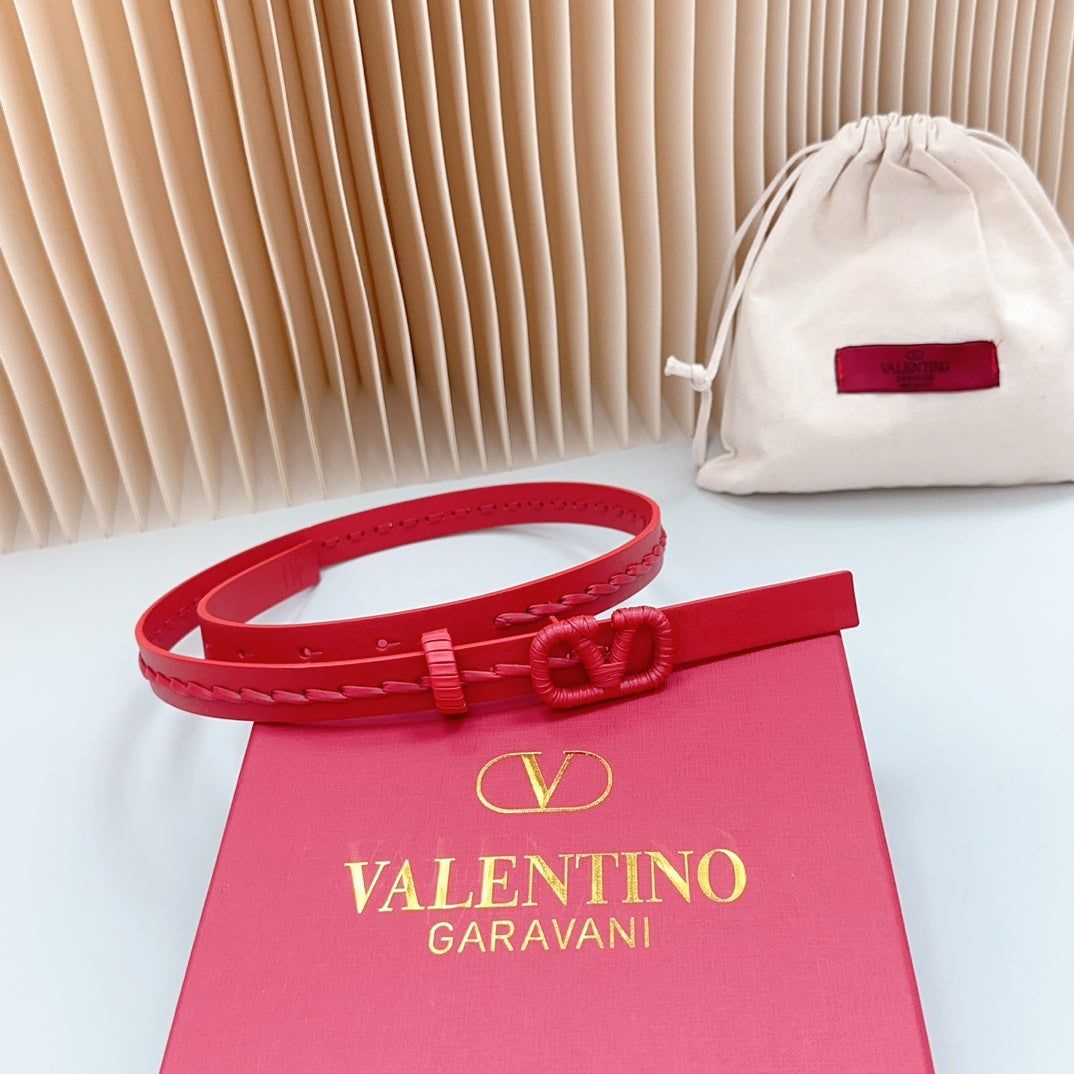 Vlogo Red Leather Buckle 20mm Red Belt - 30