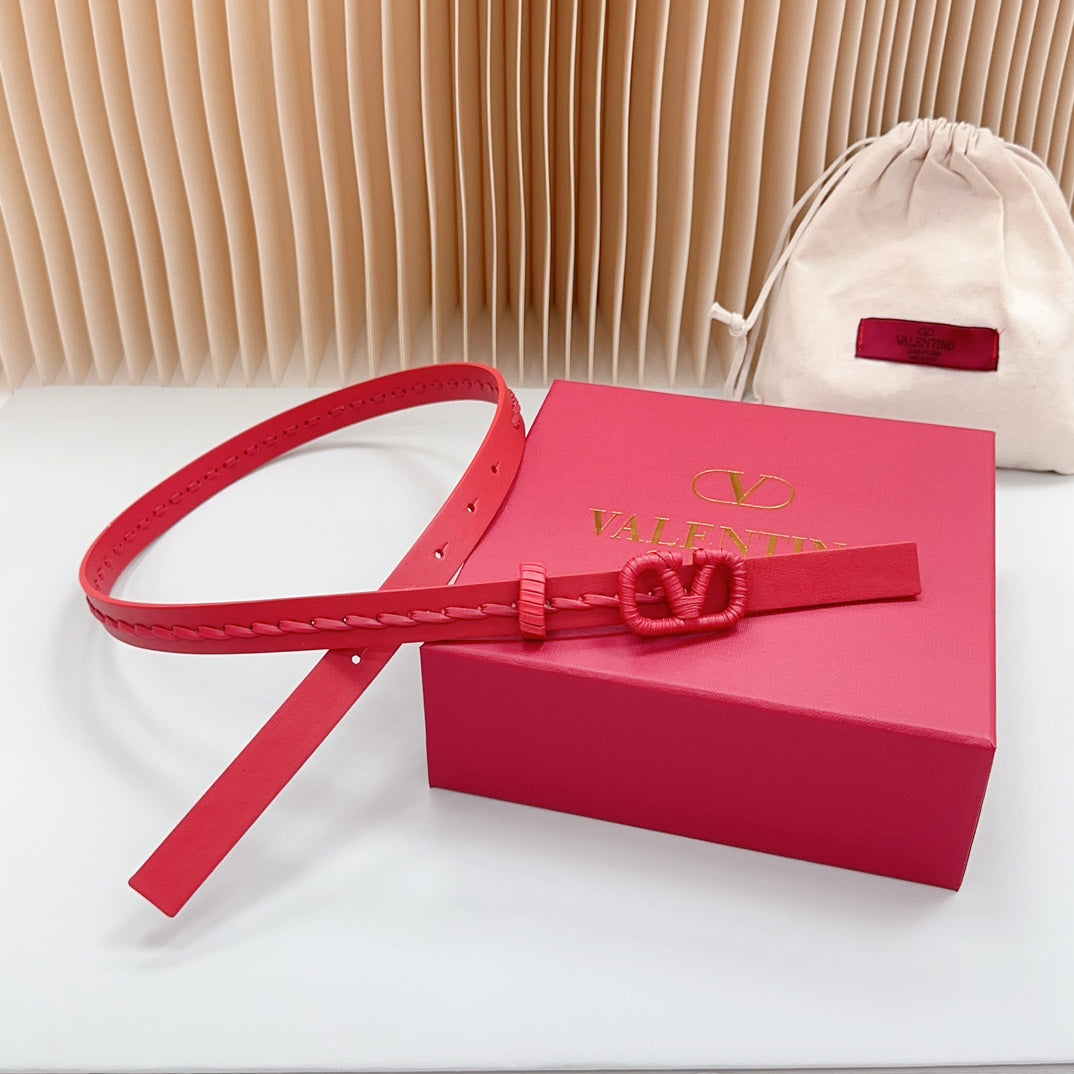 Vlogo Red Leather Buckle 20mm Red Belt - 30