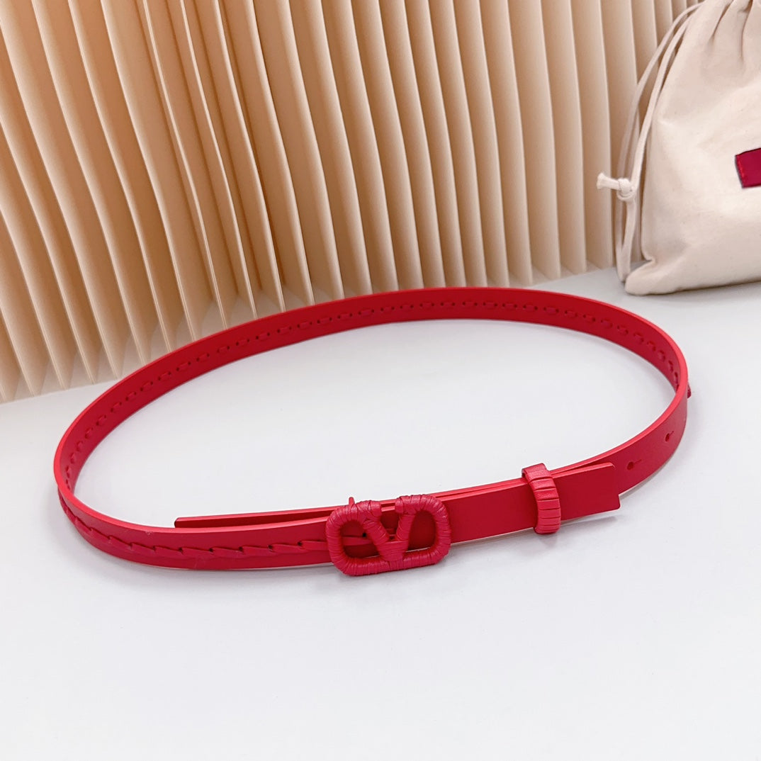 Vlogo Red Leather Buckle 20mm Red Belt - 30