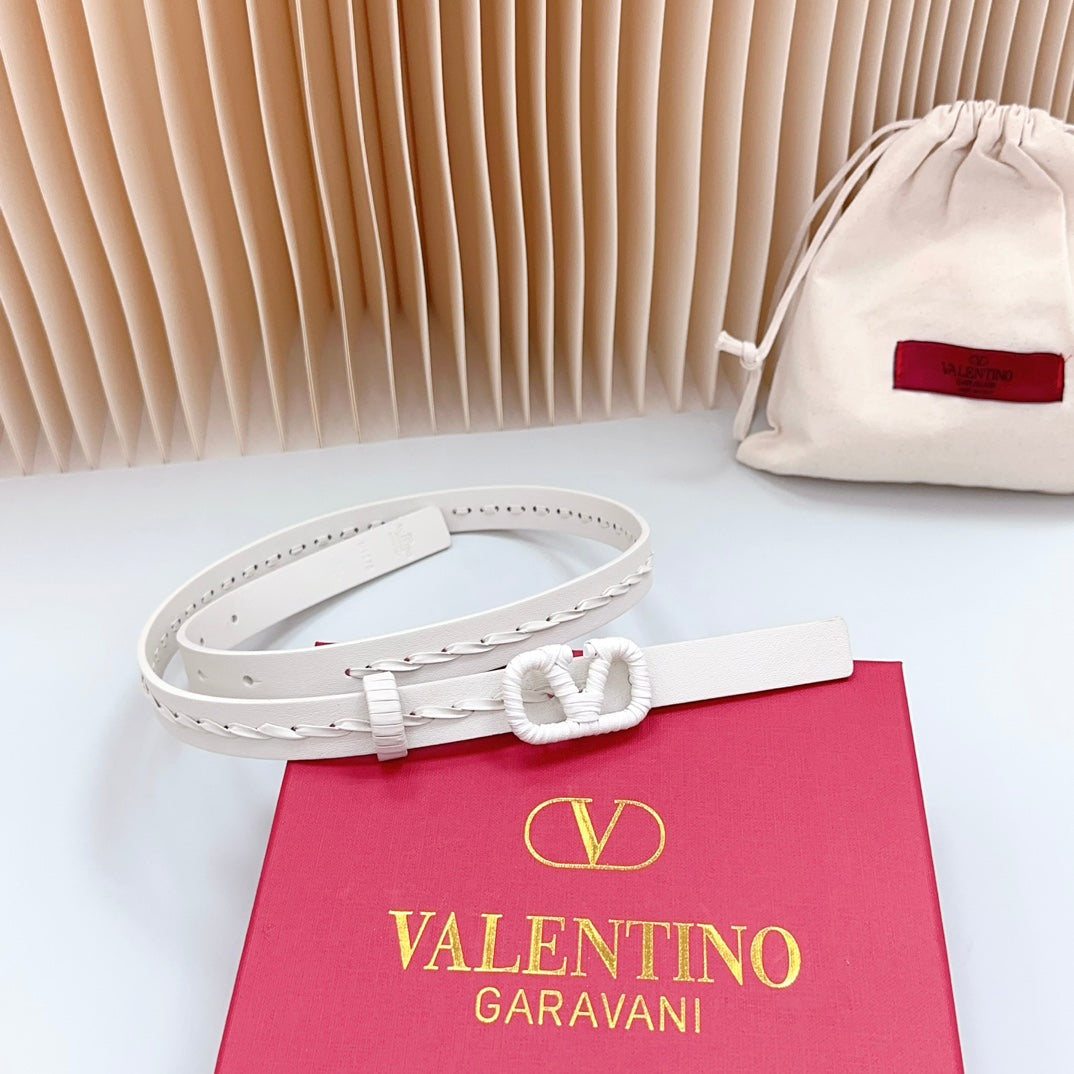 Vlogo White Leather Buckle 20mm White Belt - 30