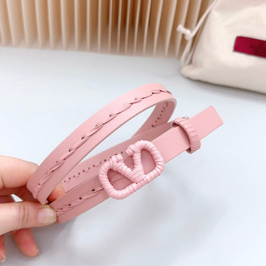 Vlogo Pink Leather Buckle 20mm Pink Belt - 30