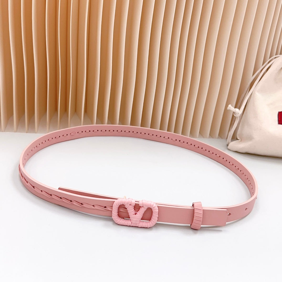 Vlogo Pink Leather Buckle 20mm Pink Belt - 30