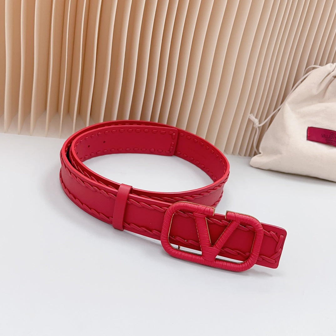 Vlogo Red Leather Buckle 40mm Red - 30