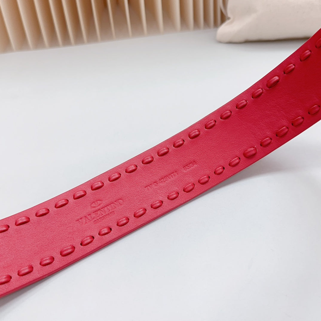 Vlogo Red Leather Buckle 40mm Red - 30