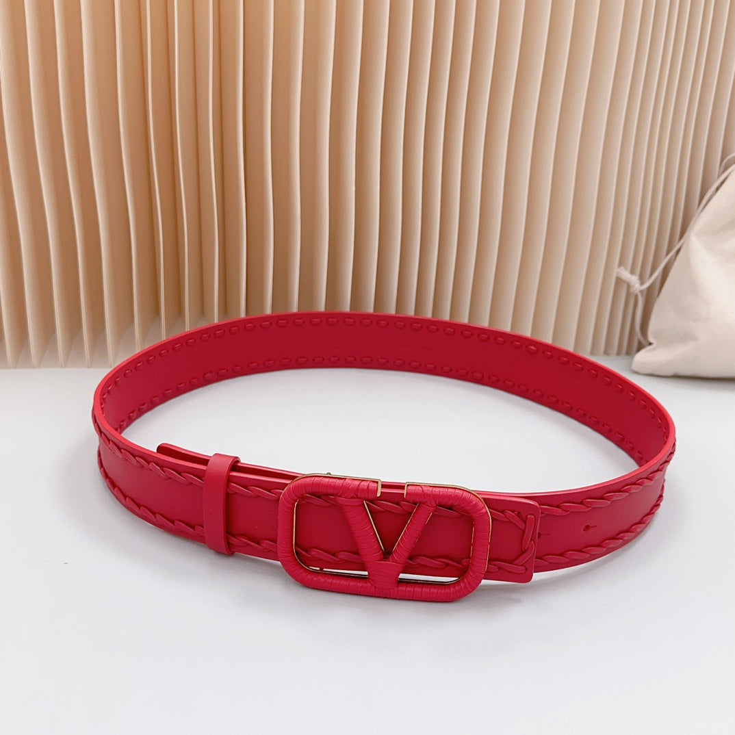 Vlogo Red Leather Buckle 40mm Red - 30