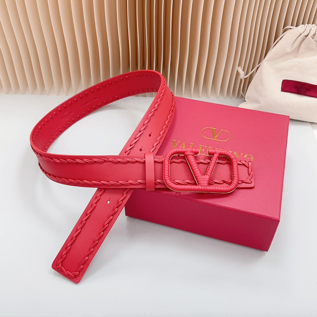 Vlogo Red Leather Buckle 40mm Red - 30