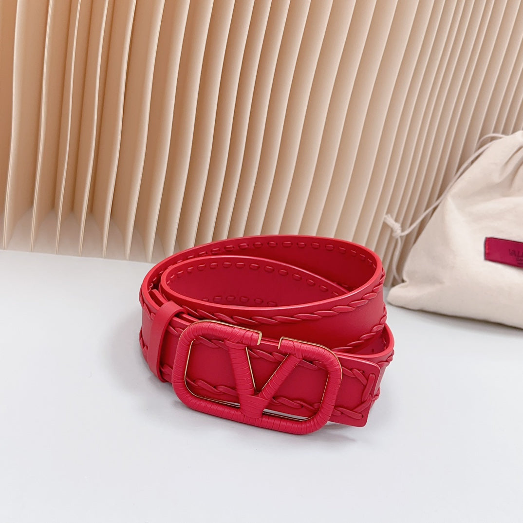 Vlogo Red Leather Buckle 40mm Red - 30