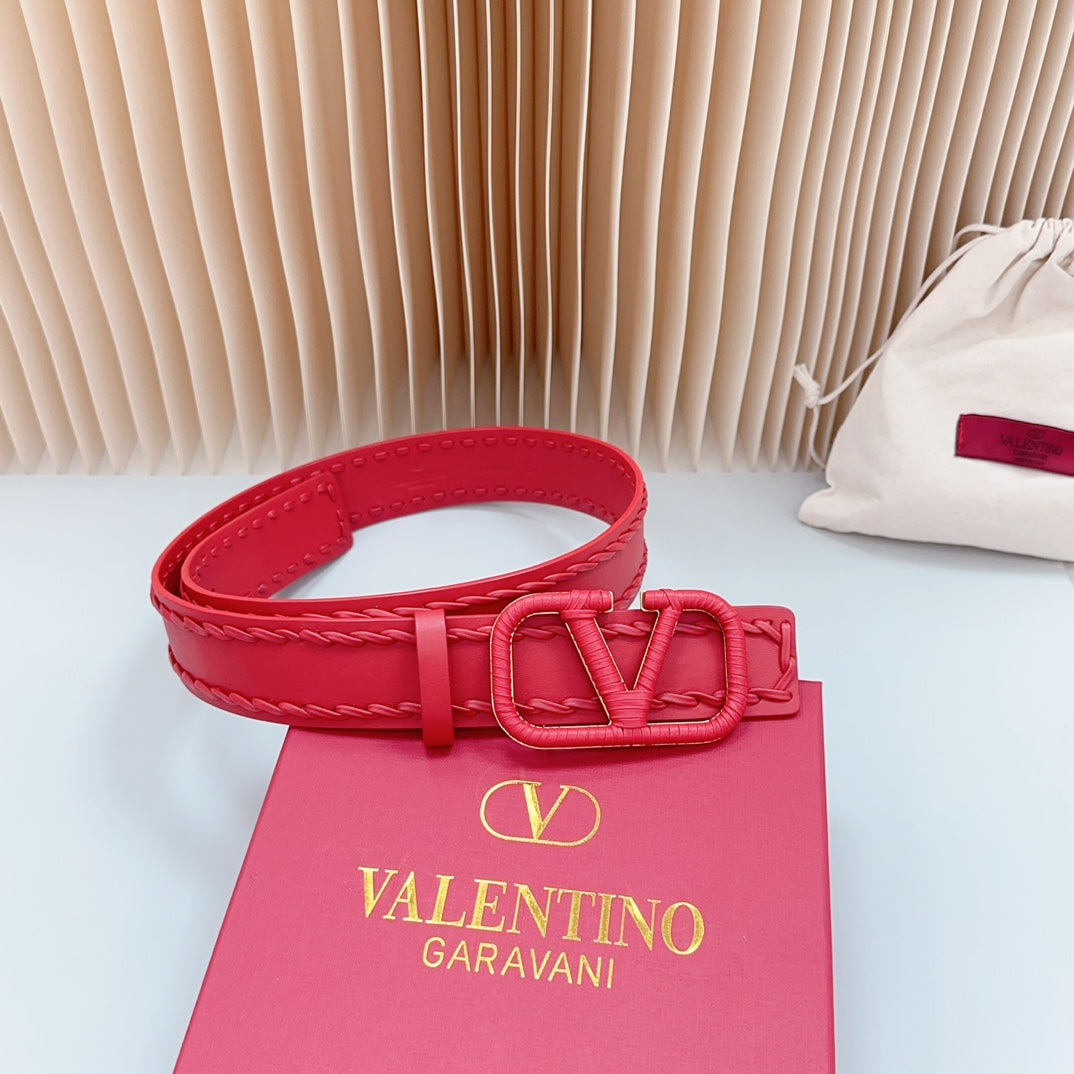 Vlogo Red Leather Buckle 40mm Red - 30