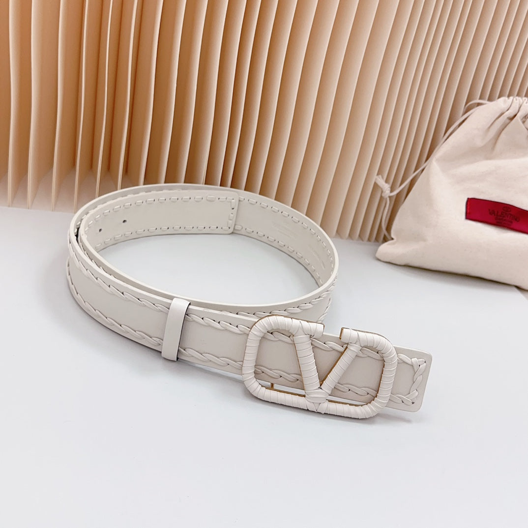 Vlogo White Leather Buckle 40mm White - 30