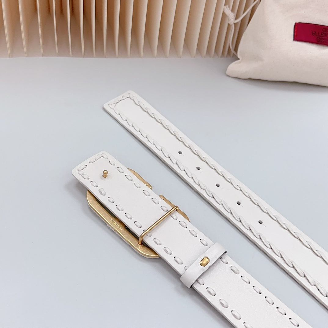 Vlogo White Leather Buckle 40mm White - 30