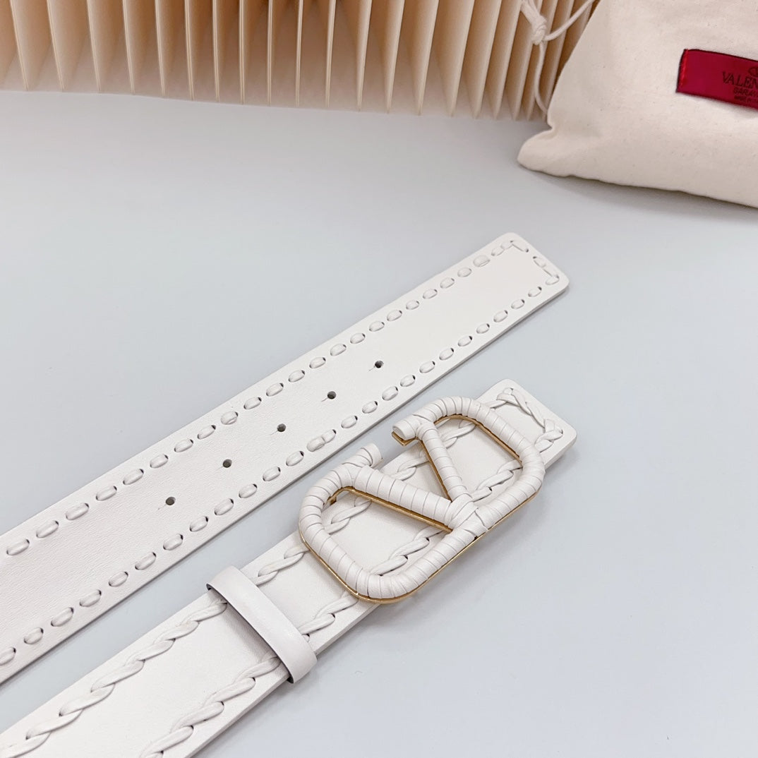 Vlogo White Leather Buckle 40mm White - 30