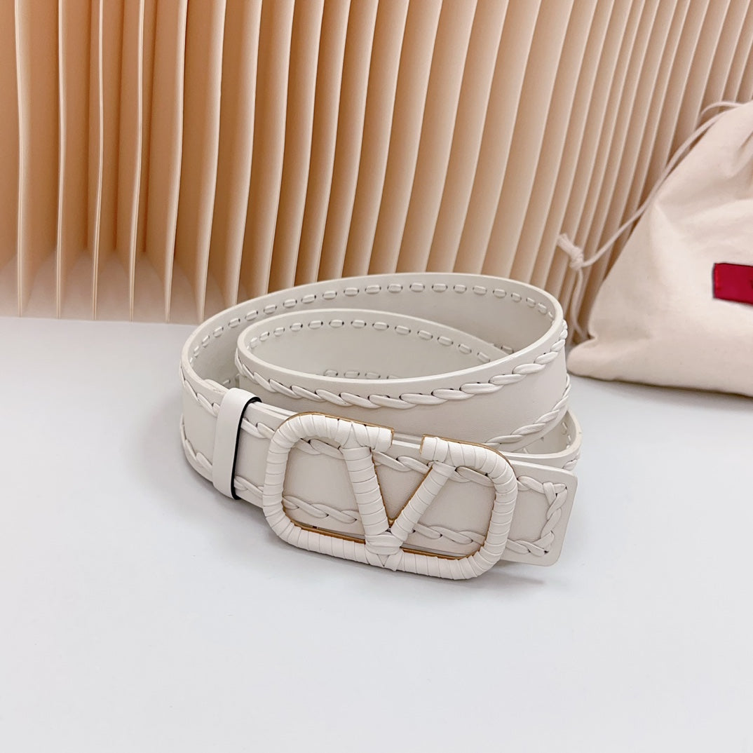 Vlogo White Leather Buckle 40mm White - 30
