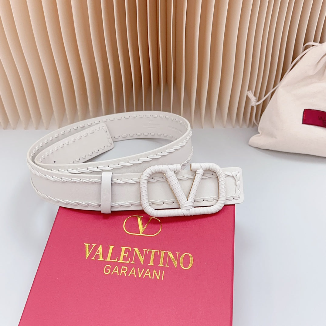 Vlogo White Leather Buckle 40mm White - 30