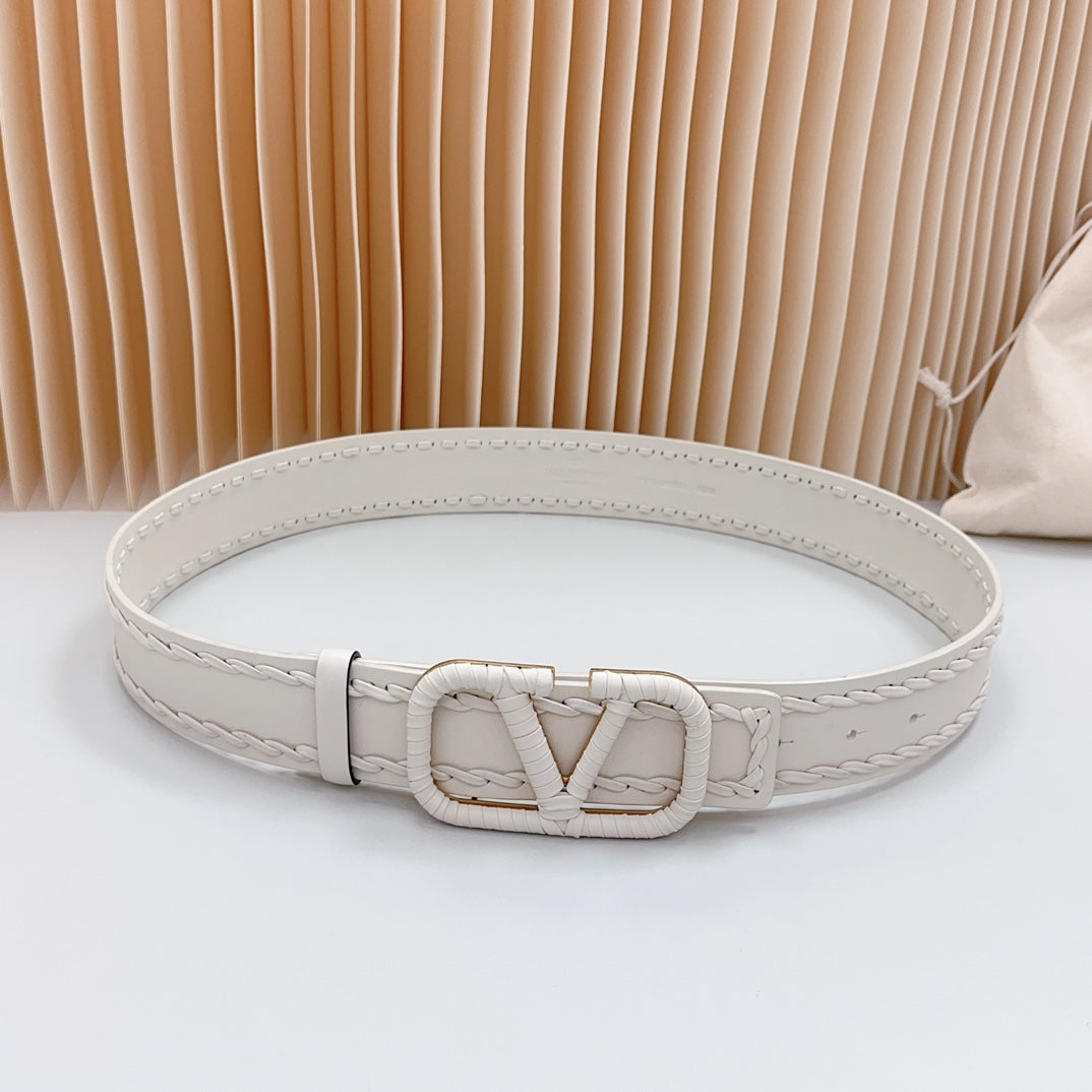 Vlogo White Leather Buckle 40mm White - 30