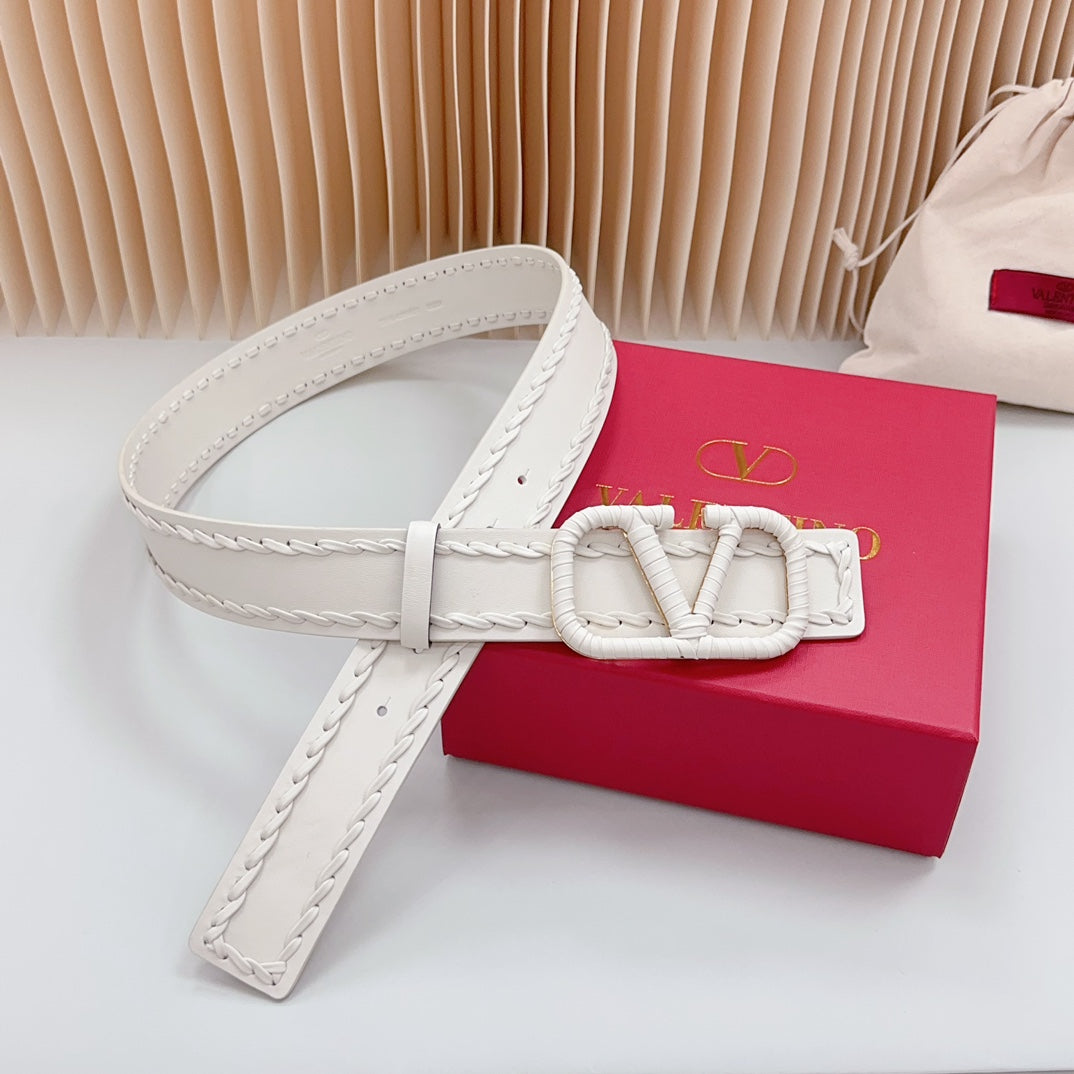 Vlogo White Leather Buckle 40mm White - 30