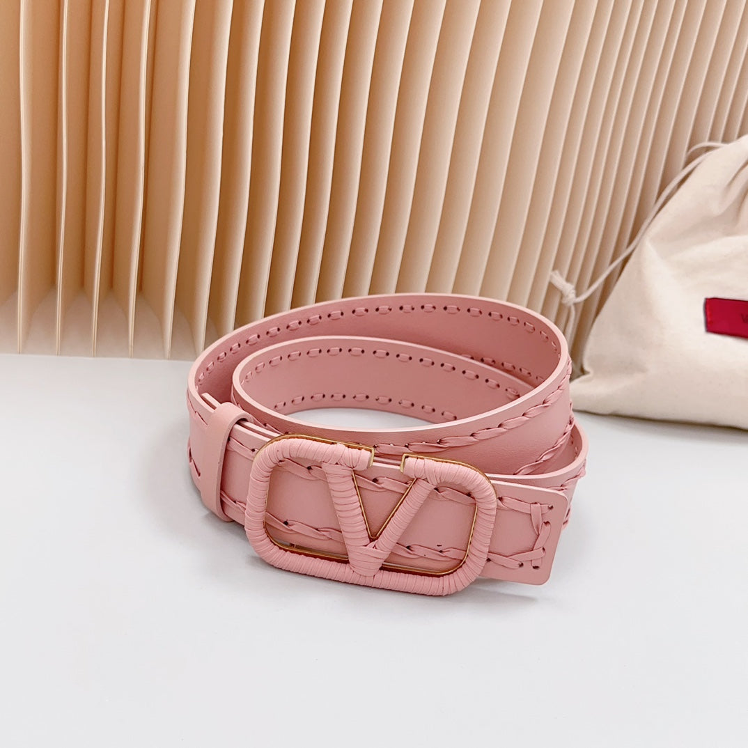 Vlogo Pink Leather Buckle 40mm Pink - 30