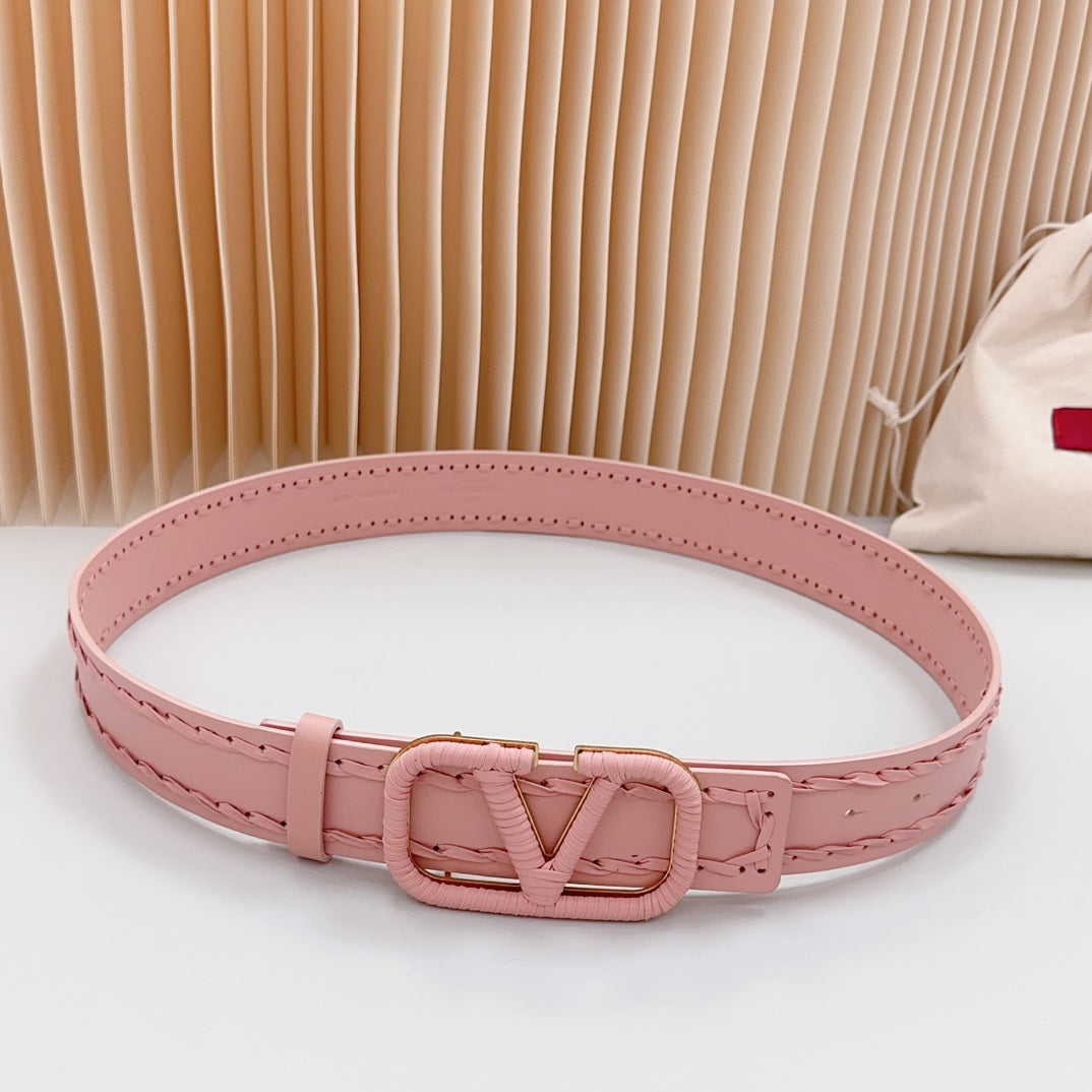 Vlogo Pink Leather Buckle 40mm Pink - 30