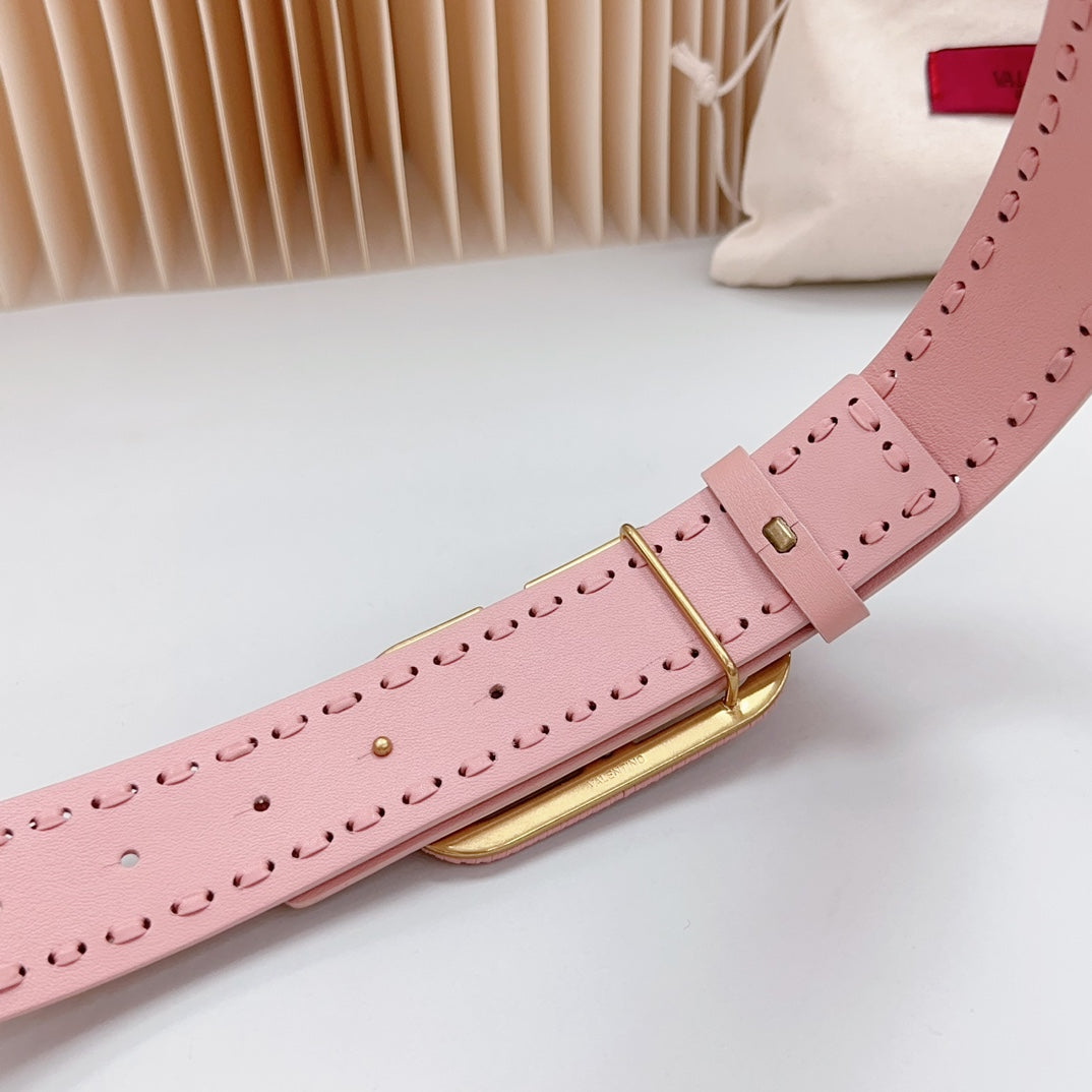 Vlogo Pink Leather Buckle 40mm Pink - 30