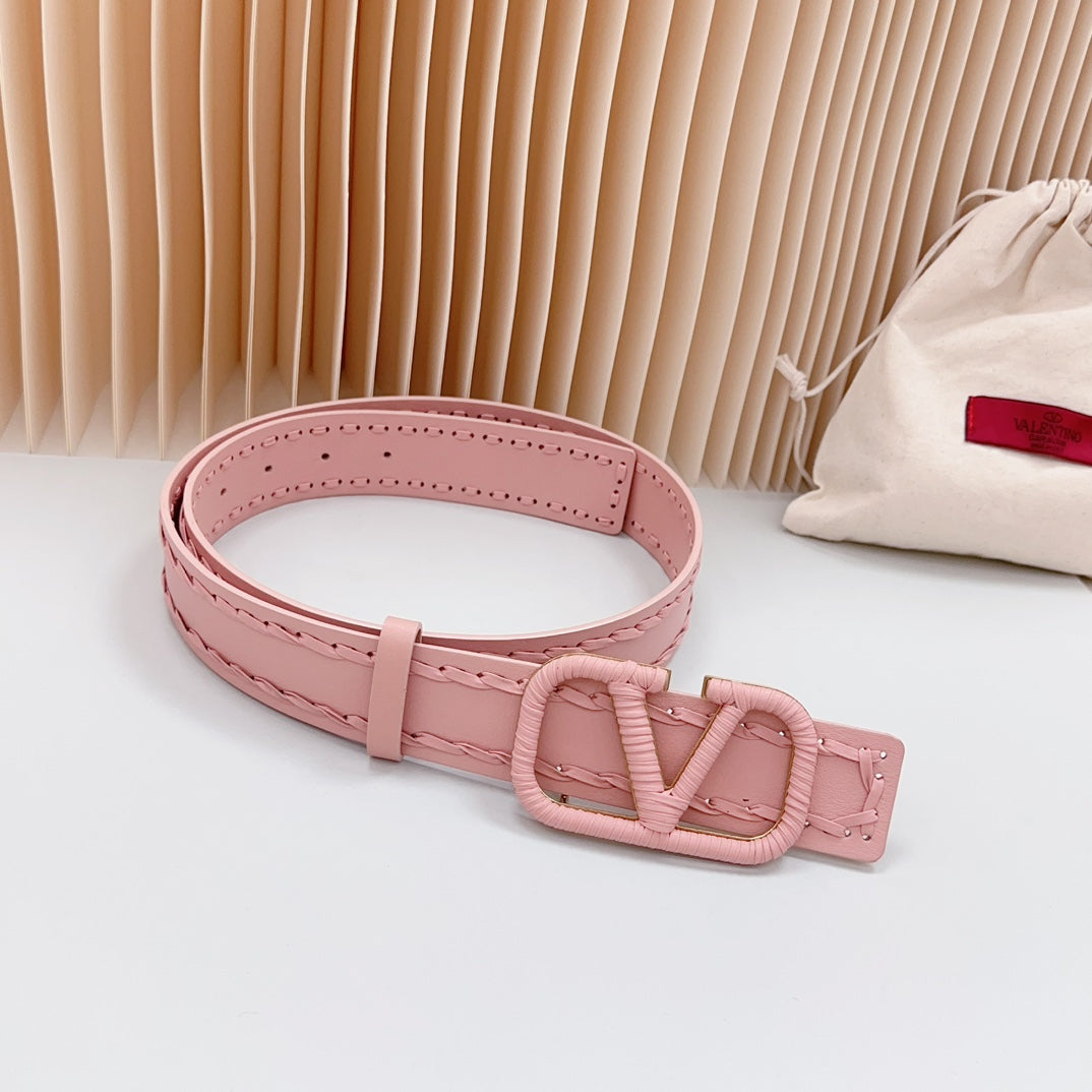 Vlogo Pink Leather Buckle 40mm Pink - 30