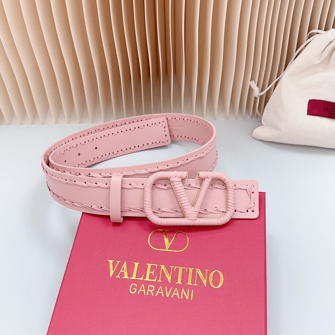 Vlogo Pink Leather Buckle 40mm Pink - 30