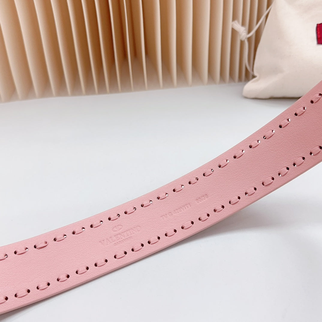 Vlogo Pink Leather Buckle 40mm Pink - 30