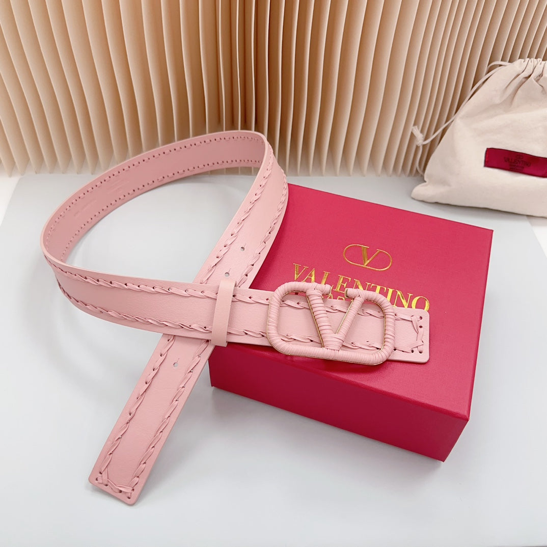 Vlogo Pink Leather Buckle 40mm Pink - 30