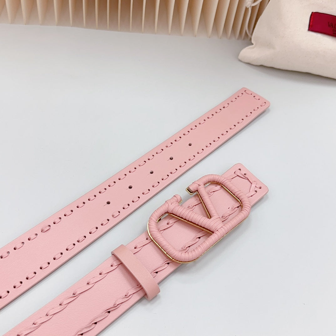 Vlogo Pink Leather Buckle 40mm Pink - 30