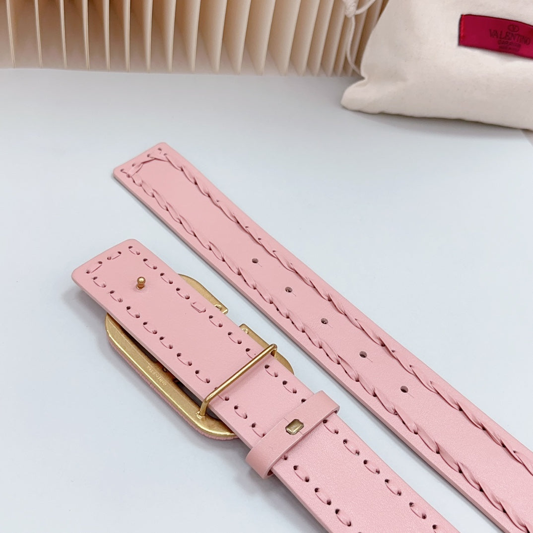 Vlogo Pink Leather Buckle 40mm Pink - 30
